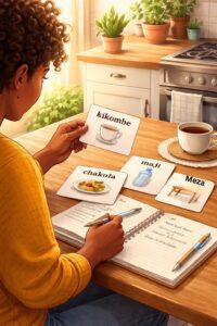 Learning Swahili vocabulary using real-life settings at home