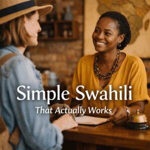 A traveler speaking to a receptionist