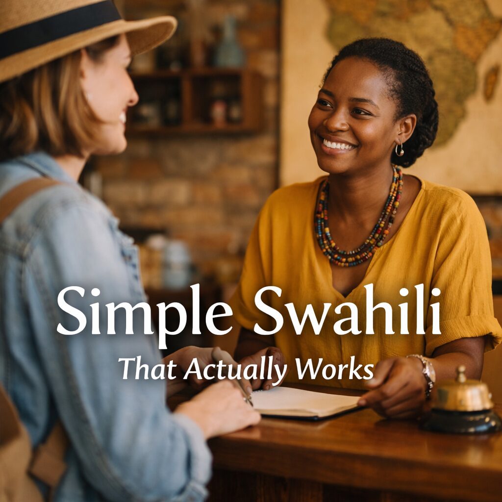 A traveler speaking to a receptionist