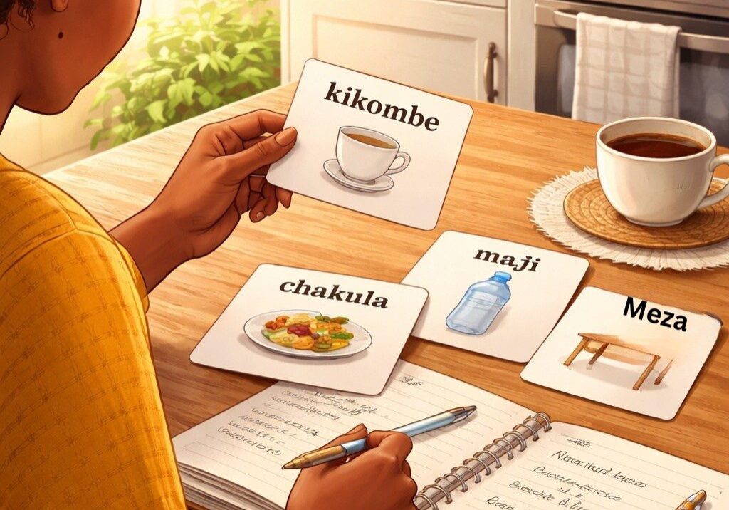 Learning Swahili vocabulary using real-life settings at home
